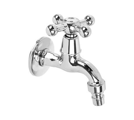 Водоразборный кран FRESSO короткий излив, вентильный, со штуцером, 1/2", цинк 554-037