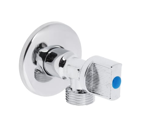 Шаровой угловой двухпроходной кран FRESSO с отражателем, 1/2"х1/2", НР-НР, хром 554-138