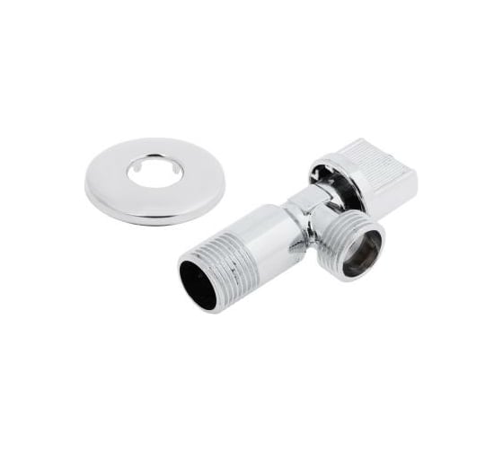 Шаровой угловой двухпроходной кран FRESSO с отражателем, 1/2"х1/2", НР-НР, хром 554-138