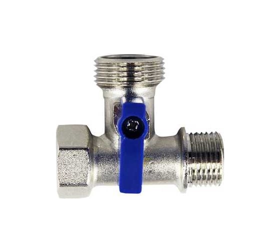 Кран шаровой трёхпроходной для бытовой техники MasterProf Compact 1/2x3/4x1/2 в/н/н, никель, латунь ИС.081210