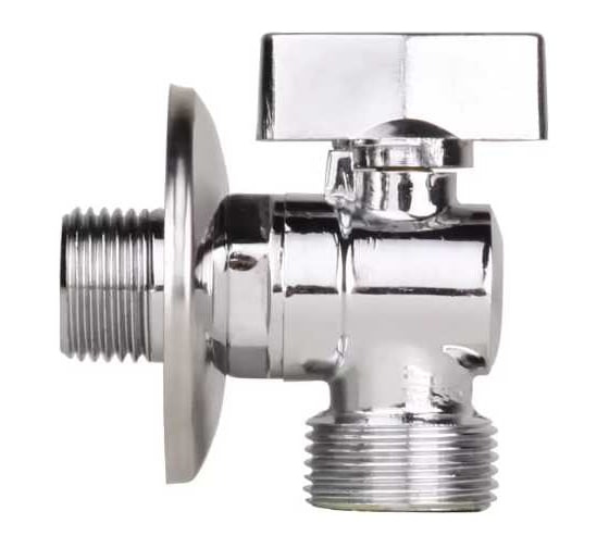 Кран шаровой угловой для бытовой техники MasterProf Compact 1/2x3/4 н/н, флажок сверху, никелированная латунь ИС.081209