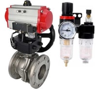 Кран шаровой DN.ru 316-316-PTFE-F-ISO-R Ду250 Ру16, пневмопривод, пневмораспределитель, редуктор, БПВ D160-60839