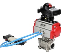 Кран DN.ru 316-316-PTFE-FP-W-ISO-H WDVF Ду20 Ру63 пневмопривод, пневмораспределитель, БКВ D160-69306