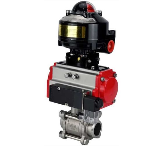 Кран DN.ru 316-316-PTFE-FP-W-ISO-H WDVF Ду20 Ру63 пневмопривод, пневмораспределитель, БКВ D160-69032 1