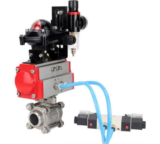 Кран DN.ru 316-316-PTFE-FP-W-ISO-H WDVF Ду20 Ру63 пневмопривод, пневмораспределитель, БКВ, БПВ D160-69322 1