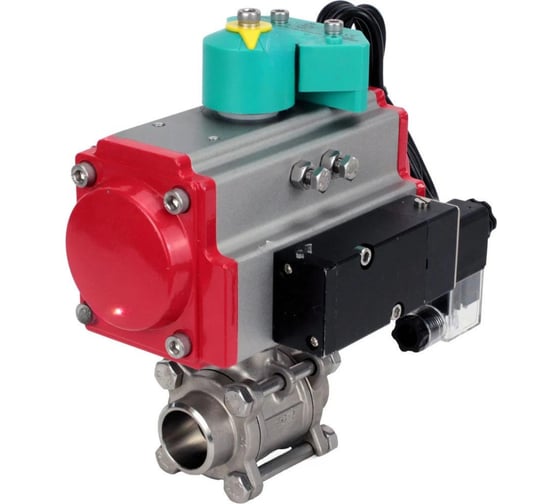 Кран DN.ru 316-316-PTFE-FP-W-ISO-H WDVF Ду32 Ру63 пн.привод, пн.распр, магнитн. перекл. D160-69380 1