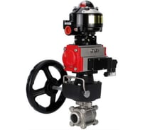 Кран DN.ru 316-316-PTFE-FP-W-ISO-H WDVF Ду32 Ру63 пневмопривод, пневмораспр., БКВ, дублёр D160-69066