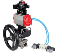 Кран DN.ru 316-316-PTFE-FP-W-ISO-H WDVF Ду32 Ру63 пневмопривод, пневмораспр., БКВ, дублёр D160-69060