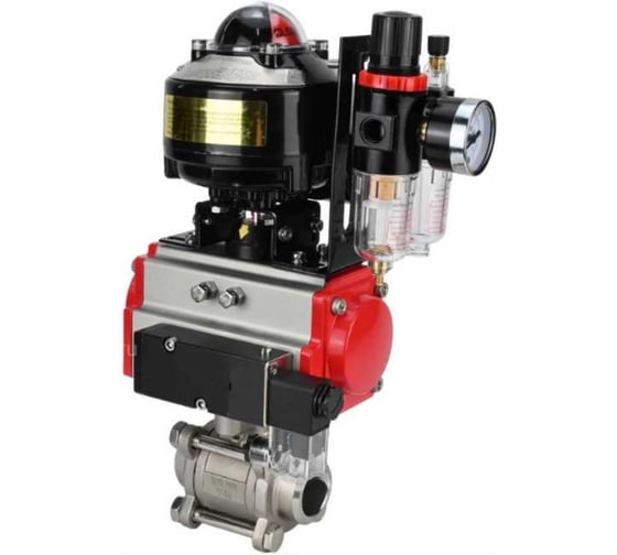 Кран DN.ru 316-316-PTFE-FP-W-ISO-H WDVF Ду32 Ру63, пневмопривод, пневмораспр., БКВ, БПВ D160-69268 1