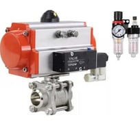 Кран DN.ru 316-316-PTFE-FP-W-ISO-H WDVF Ду32 Ру63, пневмопривод, пневмораспр., БПВ D160-69076