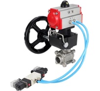 Кран DN.ru 316-316-PTFE-FP-W-ISO-H WDVF Ду32 Ру63, пневмопривод, пневмораспр., дублёр D160-69042