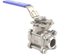 Кран DN.ru 316-316-PTFE-FP-W-ISO-H Ду32 Ру63 3-составной, рукоятка, ISO-фланцем, WDVF D160-68952