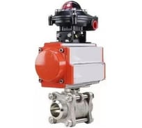 Кран шаровой DN.ru 316-316-PTFE-FP-W-ISO-H WDVF Ду25 Ру63 3-составной, пневмопривод, БКВ D160-69199