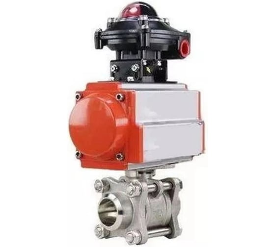 Кран шаровой DN.ru 316-316-PTFE-FP-W-ISO-H WDVF Ду32 Ру63 3-составной, пневмопривод, БКВ D160-68976 1