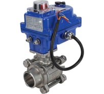 Кран DN.ru 316-316-PTFE-FP-W-ISO-H WDVF Ду20 Ру63 электропривод 003-blue-24В D160-69338