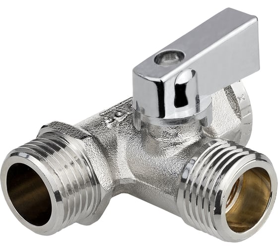 Кран шаровой трёхпроходной для бытовой техники MPF 1/2x1/2x1/2 в/н/н, никелированная латунь ИС.081198