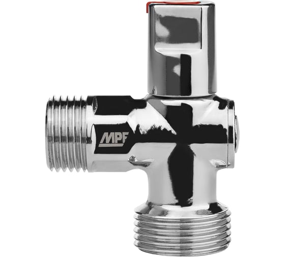 Кран шаровой угловой для бытовой техники MPF 1/2x3/4 н/н, ручка сверху, хромированная латунь ИС.081200