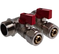 Коллектор SUNFLY с шаровыми кранами 3/4, 2 отвода x 16 мм, с цангами (XF25286-34-2) SF0343488