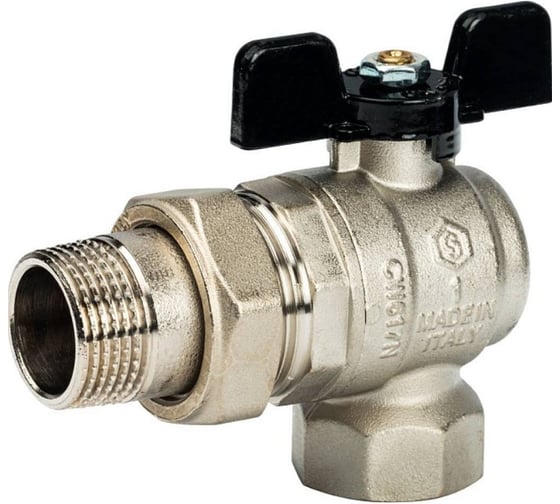 Кран шаровой полнопроходной STOUT SVB-0008-000025 угловой с американкой RG008Q0M49QPCN