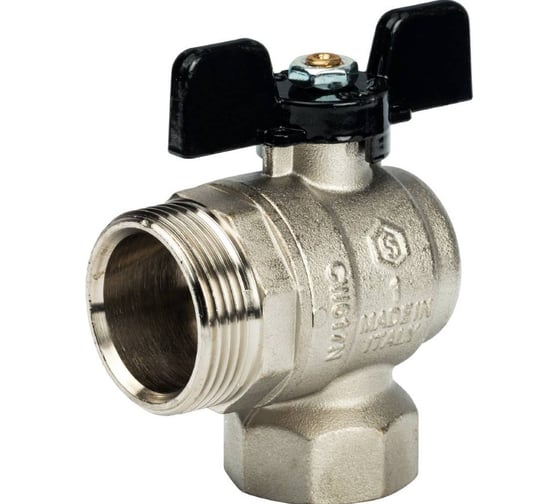 Кран шаровой полнопроходной STOUT SVB-0008-000025 угловой с американкой RG008Q0M49QPCN