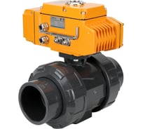 Кран шаровой НПВХ-НПВХ-E-FP-GRM-ISO Ду25 Ру10 DN.ru с электроприводом QT-005 24В (4-20мА) Hark D160-66367