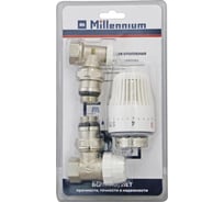 Комплект кранов Millennium 3/4" угловой для радиатора под термоголовку KRUB3434