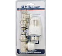 Комплект кранов Millennium 1/2" прямой для радиатора под термоголовку внутренняя/наружная KRPB1212
