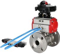 Кран DN.ru КШФПТ-ISO.304.180 Ду100 Ру16 3-составной WDVF, пневмопривод, пневмораспределитель БКВ D160-68777