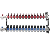 Блоки коллекторные OKSELER с расходомерами и автоматическими воздухоотводчиками, шаровыми кранами с термометрами, 13 выходов Oks00694