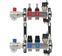 Блоки коллекторные OKSELER с расходомерами и автоматическими воздухоотводчиками, шаровыми кранами с термометрами, 2 выхода Oks00683