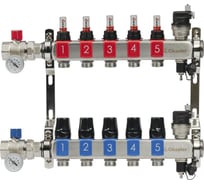 Блоки коллекторные OKSELER с расходомерами и автоматическими воздухоотводчиками, шаровыми кранами с термометрами, 5 выходов Oks00686