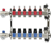 Блоки коллекторные OKSELER с расходомерами и автоматическими воздухоотводчиками, шаровыми кранами с термометрами, 6 выходов Oks00687