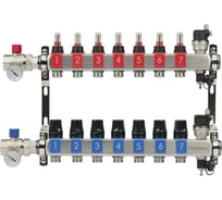 Блоки коллекторные OKSELER с расходомерами и автоматическими воздухоотводчиками, шаровыми кранами с термометрами, 7 выходов Oks00688
