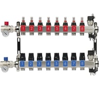 Блоки коллекторные OKSELER с расходомерами и автоматическими воздухоотводчиками, шаровыми кранами с термометрами, 8 выходов Oks00689
