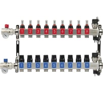 Блоки коллекторные OKSELER с расходомерами и автоматическими воздухоотводчиками, шаровыми кранами с термометрами, 9 выходов Oks00690