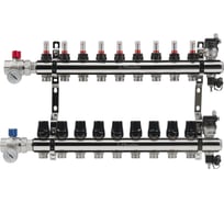 Блоки коллекторные латунные OKSELER с расходомерами и автоматическими воздухоотводчиками, шаровыми кранами с термометрами, 8 выходов Oks00703