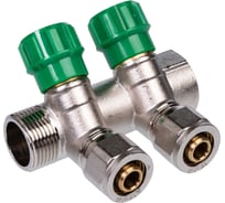 Коллектор с регулировочными вентилями SUNFLY 3/4, 2 отвода x 16 мм с цангами (XF25289-34-2) SF0343518