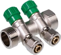 Коллектор с регулировочными вентилями SUNFLY 1, 2 отвода x 16 мм с цангами (XF25289-1-2) SF0343549