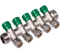 Коллектор с регулировочными вентилями SUNFLY 1, 5 отводов x 16 мм с цангами (XF25289-1-5) SF0343570