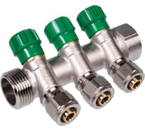 Коллектор с регулировочными вентилями SUNFLY 1, 3 отвода x 16 мм с цангами (XF25289-1-3) SF0343556