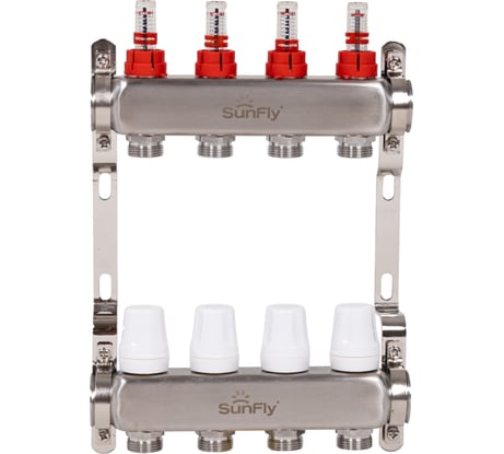 Коллектор из нержавеющей стали с расходомерами SUNFLY 1, 4 выхода (26053-1-4) SF0343624