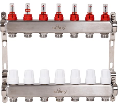 Коллектор из нержавеющей стали с расходомерами SUNFLY 1, 7 выходов (26053-1-7) SF0343655
