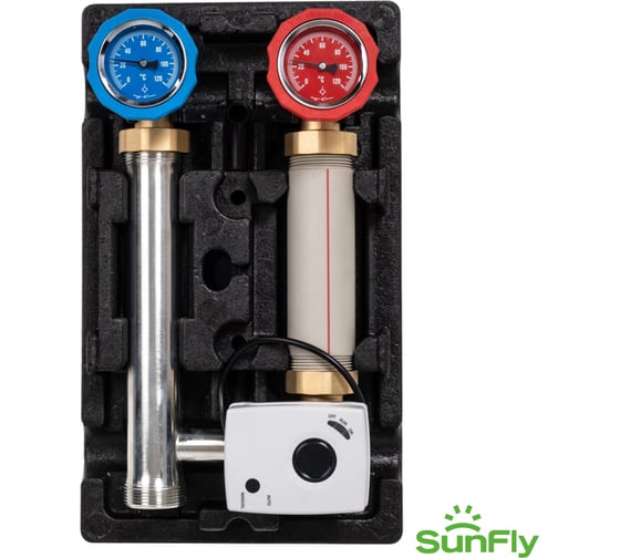 Насосная группа SUNFLY с трехходовым клапаном и сервоприводом, в теплоизоляции, без насоса 1 (XF15666A-112-180) SF0343693