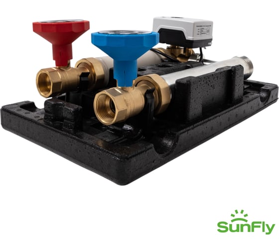Насосная группа SUNFLY с трехходовым клапаном и сервоприводом, в теплоизоляции, без насоса 1 (XF15666A-112-180) SF0343693