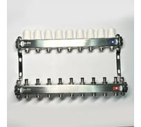 Коллекторная группа Uni-Fitt 1x9 выходов 3/4, с балансировочными и термостатическими вентилями без концевика, нержавеющая cталь 451B4309.RU