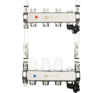 Коллекторная группа ONDO 3 выхода, с термостатическими и запорными клапанами, нерж.сталь OKGSP003