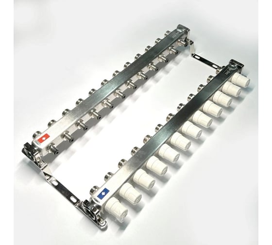 Коллекторная группа Uni-Fitt 1x12 вых 3/4 с балансировочными и термостатическими вентилями без конц, нерж. cталь 451B4312.RU