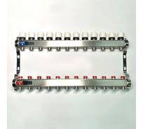 Коллекторная группа Uni-Fitt 1x12 вых 3/4 с балансировочными и термостатическими вентилями без конц, нерж. cталь 451W4312