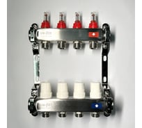 Коллекторная группа Uni-Fitt 1x4 вых 3/4 с расходомерами и термостатическими вентилями без конц, нерж. сталь 450B4304.RU