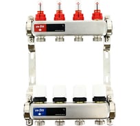 Коллекторная группа Uni-Fitt 1x4 вых 3/4 с расходомерами и термостатическими вентилями без конц, нерж. сталь 450W4304